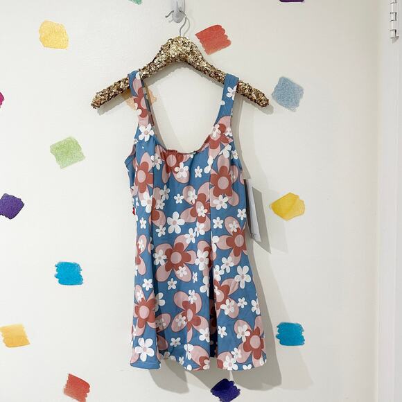 12 Modcloth Esther Williams Blue Floral One Piece Swimsuit NWT - Picture 5 of 8